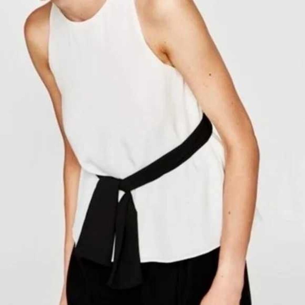 Zara Trafaluc Small Sleeveless Halter Top Open Back Tie Flowy Dressy Casual